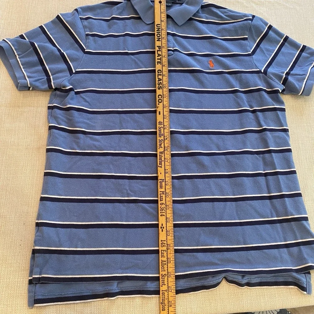 Vtg Polo Ralph Lauren Blue Striped Polo Shirt Men's XL
